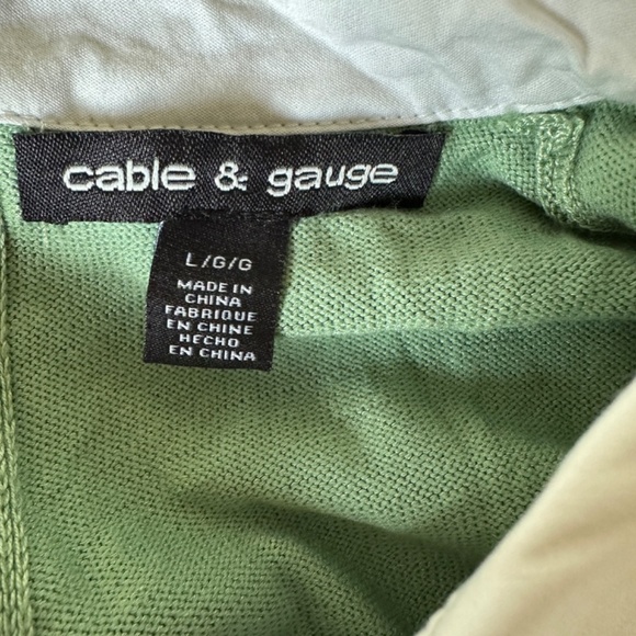 *CABLE & GAUGE* Green x White Collar Long Sleeve Shirt Size Large - Picture 5 of 6